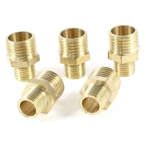Sourcingmap a13073100ux0028-5pezzi da 1/4"a 1/8 pt" pt filetto maschio in ottone accoppiamento del tubo raccordo diritto (1/2)
