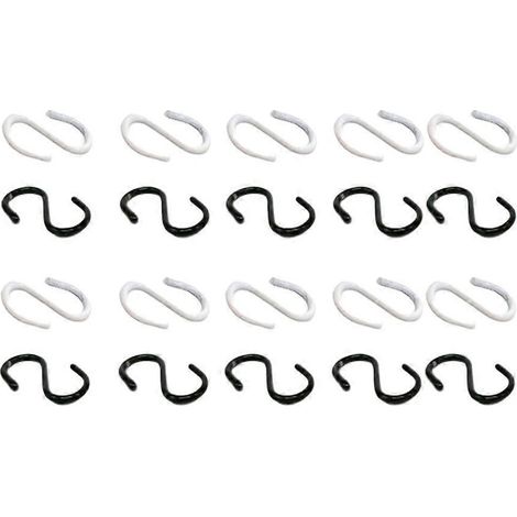 Lot de 2 crochets décoratifs en alliage en forme de S, petits crochets de suspension portables, accessoires de décoration pour maison de poupée (noir, blanc)-1.50X0.90X0.20CM (1/3)