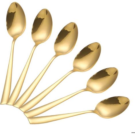Cuillères à Dessert - CHEFFINGER - Set de 6 - Acier Inoxydable - Dorées - 14.5cm (1/5)