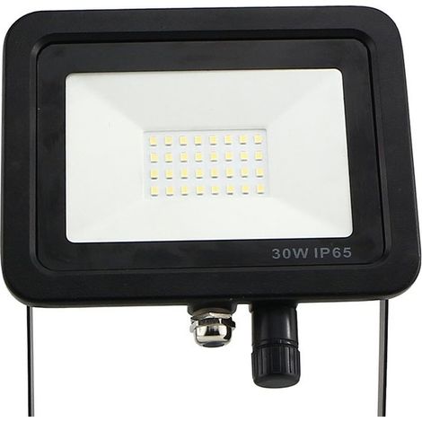 Faro Led Flood Light Slim 30W IP65 Bianco Neutro Carcassa Nera Sensore PIR Opzionale CL1918