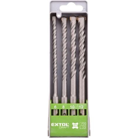Brocas para taladro percutor EXTOL SDS PLUS para hormigón, juego de 4, diámetro 6-12 mm 23902