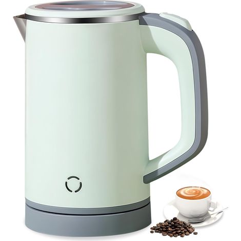 Bouilloire de voyage 800 ml - Petite bouilloire en acier inoxydable - 5 minutes - 600 W - Portable - Mini bouilloire de camping - Silencieuse - Pour les voyages, le camping, la caravane ou les (1/5)
