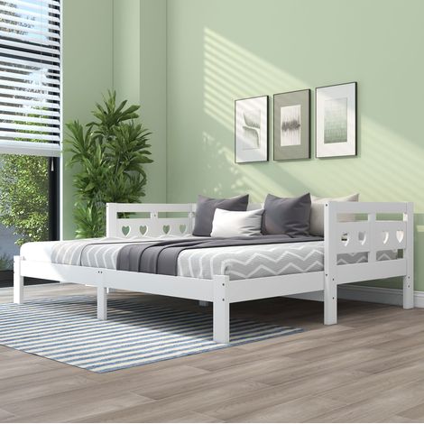 Lit adulte extensible 90x200 cm forme cœur blanc HAVRYA (1/5)