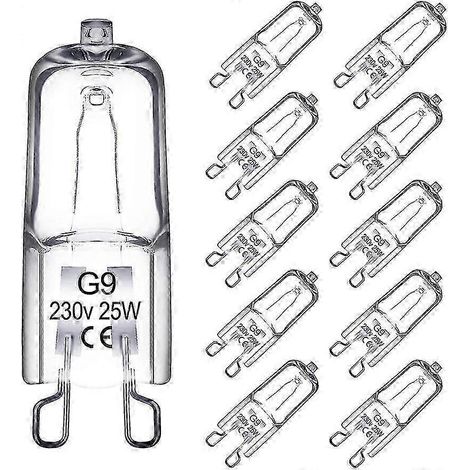 Lot de 10 ampoules halogènes G9, 25 W, 230 V, dimmables, 43 mm (1/4)