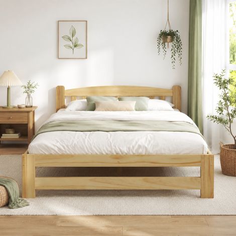 MEUBLIV Letto matrimoniale 140x200 cm naturale con testiera e rete, senza materasso (1/5)