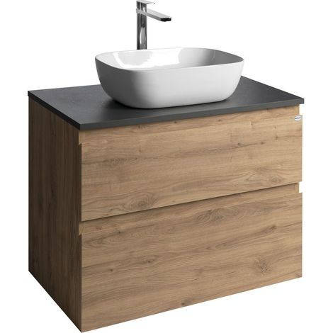 Aqualine Altair - Meuble pour lavabo 60x78x45 cm, 2 tiroirs, chêne emporio/ardoise anthracite AI380-02