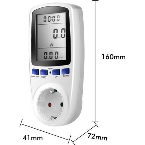 Wattmeter - Steckdose zur Kontrolle des Energieverbrauchs und der Kosten - Digitale Stromanzeige (1/2)