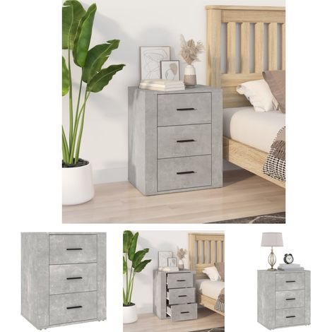 Schubladen - vidaXL Nachttisch Betongrau 50x36x60 cm Holzwerkstoff - Stauraum (1/5)