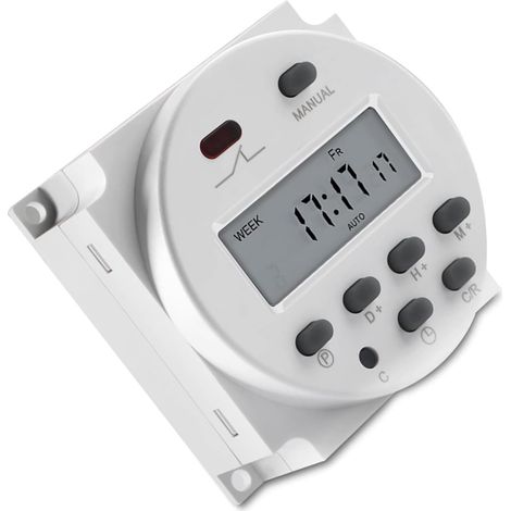 Minuterie LCD Numérique Programmateur 12V CN101A DC Programmateur 12V, Commande de Relais de minuterie hebdomadaire d'alimentation LCD numérique avec Couvercle étanche Blanc (1/5)