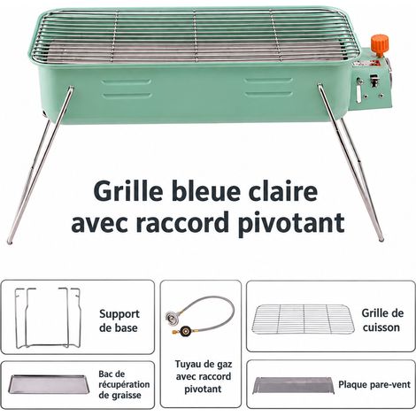 Barbecue à gaz portable réchaud de camping démontable pour 3 à 5 personnes bleu clair 54,5 × 25 × 11,5 cm 3,68 kg – Livraison gratuite
