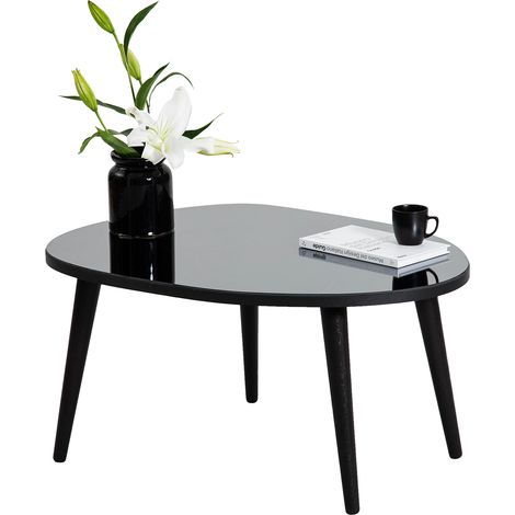 Mesa de Centro Frontone, Cristal Templado, Forma Ovalada, Estante Ahumado, 75x55x38h cm Negro