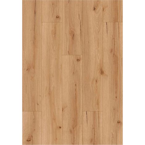 Suelo vinílico SPC Click Elvon, Roble Natural Marrón Miel Cálido, efecto madera, con Aislamiento Acústico Paquete de 8 lamas (2,225 m²) (1/5)