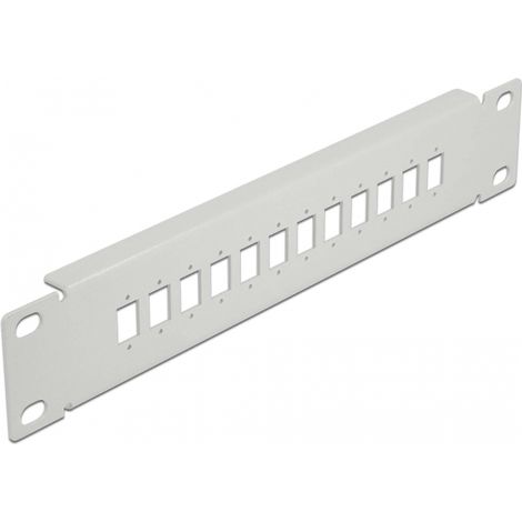 Delock Panel de conexiÃ³n de fibra Ã³ptica de 10 y 12 puertos para SC Simplex / LC Duplex 1U gris