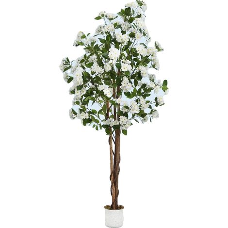 Árbol artificial, flores realistas, de pie, blanco, 180 cm (1/2)