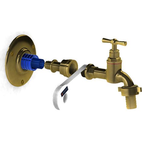 Anquier – Robinet extérieur à sertir 1/2" Femelle – Applique de jardin PER laiton – Filetage plomberie Ø16 – Fixation verticale facile