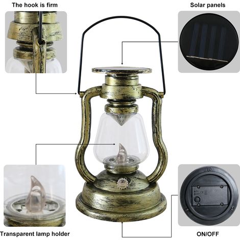Suspensions solaires d'extérieur, lanternes solaires rétro, lanternes paysagères lumineuses, lampes décoratives pour terrasse, cour, jardin et table (1/4)