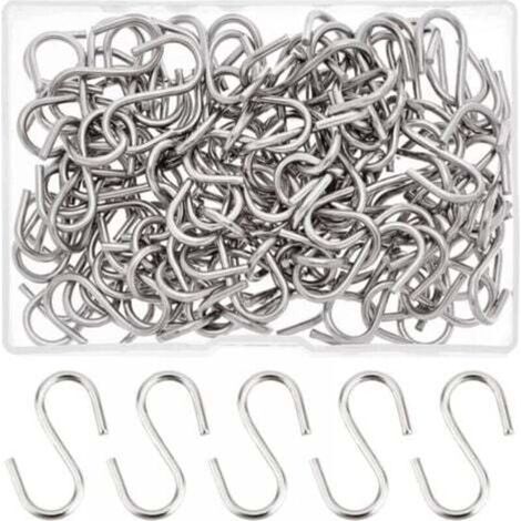 Crochets en S, acier inoxydable 304, petits crochets en S, crochets en S métalliques, crochets de suspension pour petits objets, clés, bijoux, sacs légers, 100 pièces, 29 x 2 mm (1/4)