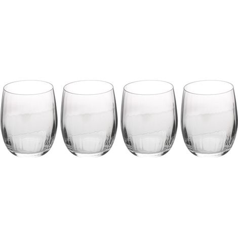 Verre à vin sans pied en cristal, 350 ml, lot de 4 verres fins transparents sans plomb avec effet ondulé pour les célébrations (1/5)