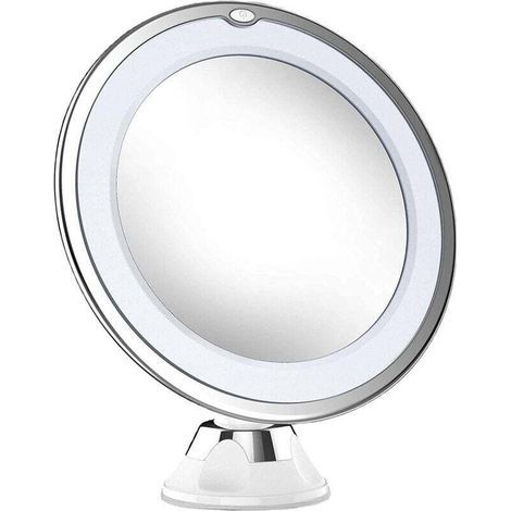 Lighted Makeup Mirror with 10X Magnification, 360° Rotation, Powerful Lockable Suction Cup, Portable Wireless Vanity Mirror (Battery Operated) (1/5)