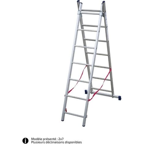 FACAL - Échelle transformable aluminium 2 plans Stilo - Longueur 3 à 5 m  – 2 brins - Longueur déployée 2,86 m