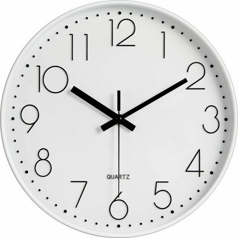 royaluxe - Horloge murale silencieuse à quartz moderne de 12 pouces avec horloges murales en chiffres arabes sans cocher décoration d'accessoires pour la maison (blanc) (1/5)