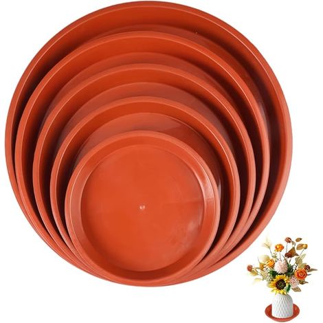 16 Pièces Coupelle Pot de Fleur 16/20/24/28/32 cm, Soucoupes pour Pots de Fleurs Rouge, Soucoupe Pot Fleur pour Plantes, Plateaux de Planteur pour Intérieur, Extérieur (1/5)