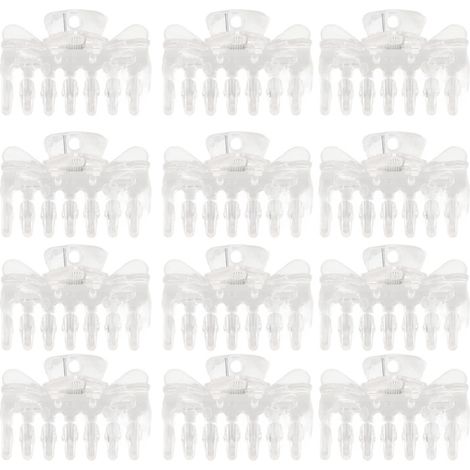 Juego de 12 elegantes pinzas para el cabello de plástico transparente antideslizante para mujeres y niñas. (1/5)