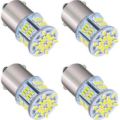 Confezione da 4 lampadine LED bianche da 12V 1156 per auto - Luci LED versatili per retromarcia, posizione e parcheggio - Perfette per auto, moto, camper e progetti fai da te (1/5)