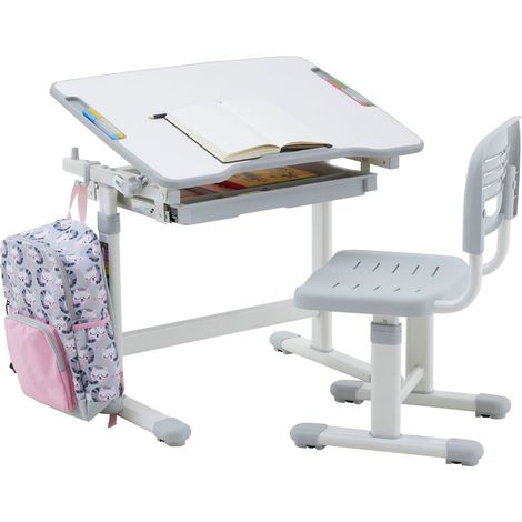 Ensemble bureau et chaise enfant TUTTO Gris,Blanc