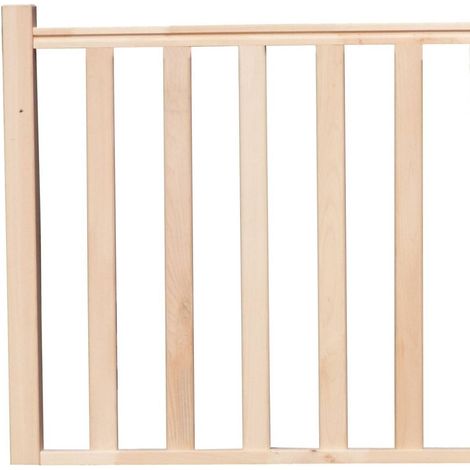 Kit garde-corps hêtre lamellé-collé 1m – 1 poteau – Conforme NF P01-012 – Espacement fuseaux ≤ 11 cm – Intérieur uniquement