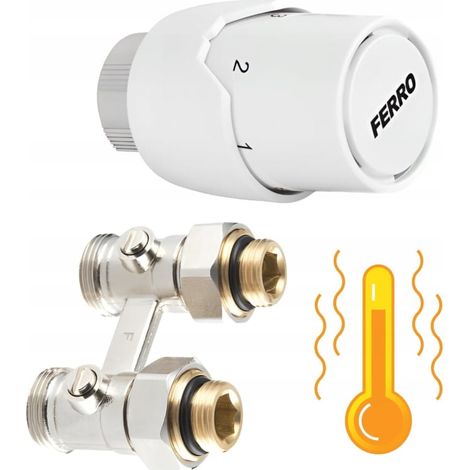 Kit thermostatique droit pour radiateurs à alimentation par le bas avec tête GT20 (1/3)
