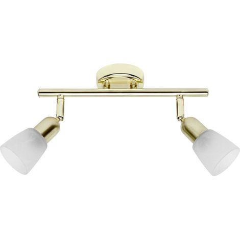 BRILLIANT lampe Sofia spot tube 2 flg laiton / albâtre blanc  2x D45, E14, 40W, adapté aux lampes à suspension (non incluses)  Échelle A ++ à E  Têtes pivotantes (1/3)