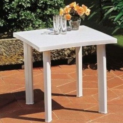 Tavolo da esterno componibile rettangolare in polipropilene cm 80x75xH72 cm bianco (1/5)