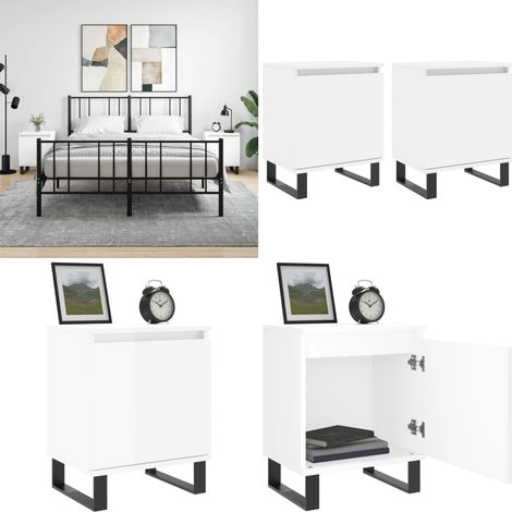 Tables de chevet 2 pcs blanc 40x30x50 cm bois d'ingénierie - Table De Chevet - Meuble De Chambre - Table De Nuit - Commode - Rangement Intérieur - Home & Living (1/5)