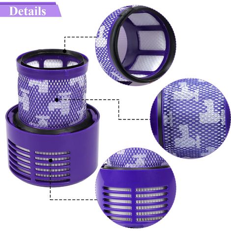 Filtres HEPA de remplacement pour aspirateur balai sans fil Dyson Cyclone V10 Animal, V10 Absolute, SV12, V10 Total Clean. Référence : 969082-01 (lot de 2). (1/4)