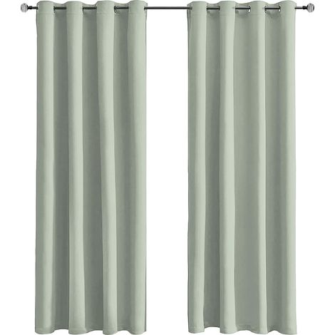 2 Rideau Occultant, Œillets Métal 4cm, Tissu Polyester Dense, Vert Sauge, Pour Chambre Salon