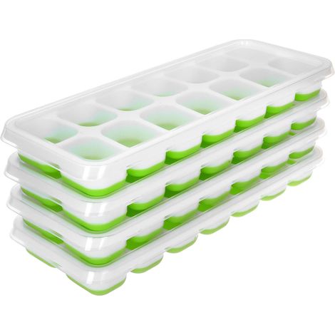 4 x Plastic Mini ice cube 15 grids ice Square Shape Freezer Mould Trays GREEN (1/5)