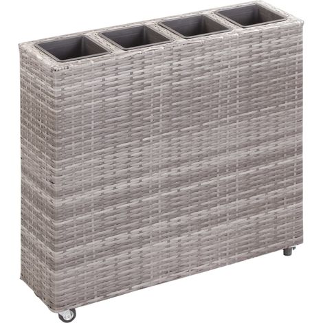 Garten-Hochbeet mit 4 Töpfen 80x22x79 cm Poly Rattan Grau vidaXL (1/5)