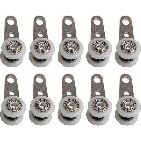 Lot De 10 Roulettes Pour Baies Vitrées Ou Portes Coulissantes - En Métal Et En Plastique - 4,5 X 1,9 Cm (1/5)