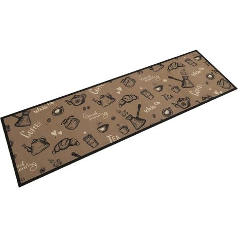Tappetino da cucina lavabile design elegante 150 x 45 cm antiscivolo morbido velluto marrone 020056426