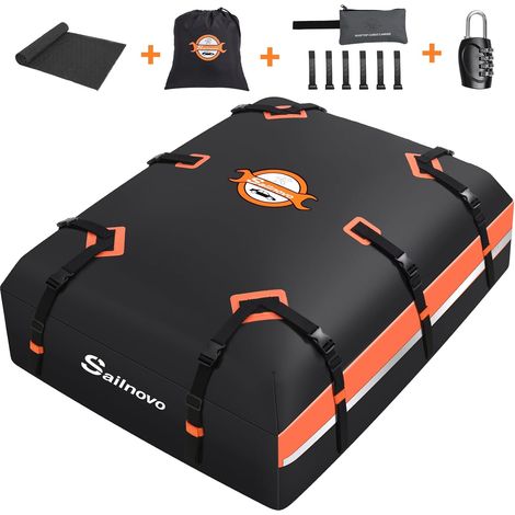 Coffre de Toit de véhicule Étanche Sac de Toit Voiture pour Voyage Résistant aux Intempéries avec Tapis Antidérapant, 6 Crochets de Porte et Cadenas à Combinaison, 590L 1000D PVC (1/5)