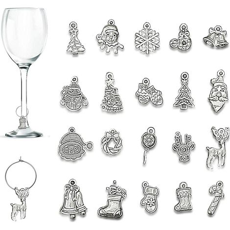 20 Marqueurs de Verre à Pied Noël Zinc Alliage Thème Fête Argent (1/5)