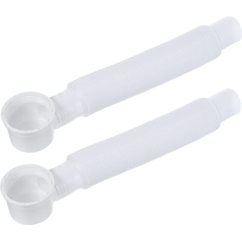 Bonde de baignoire extensible et réglable, tuyau flexible de 28 cm pour douche de salle de bain, blanc, lot de 2 (1/5)