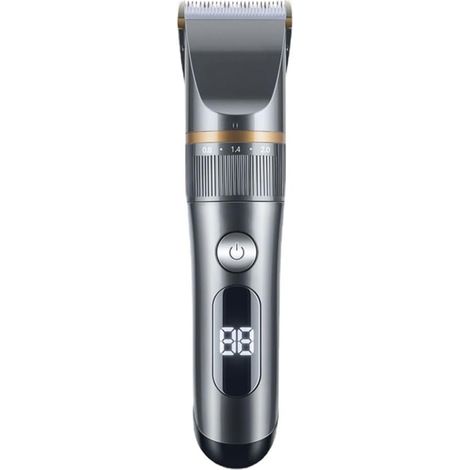 Professioneller Haarschneider IPX7 mit Keramikklinge und LCD-Bildschirm, 3/6/9/12 mm verstellbarem elektrischem Kammaufsatz, wasserdicht, wiederaufladbar, für den Heim- oder Salongebrauch (Silber).