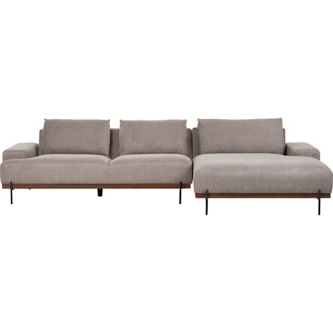 Corner Sofa 3 Seater MARIFERD Fabric Light Brown Left Hand (1/5)