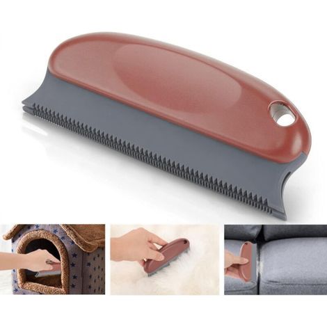 [JAMAIS UTILISÉ] Brosse 2 en 1 pour enlever les poils d'animaux, brosse de nettoyage réutilisable pour chiens, chats, vêtements, coussins, canapé, voiture, lit (rouge) (1/4)