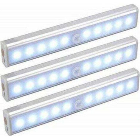 Set of three LED lamps, wireless, USB rechargeable, magnetic, with presence detector, portable. Can be used as a closet lamp, emergency lamp, children's night light or