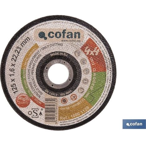 Disque à tronçonner 125 x 1,6 mm pour meuleuse d'angle, certifié ISO 9001:2000 (1/4)