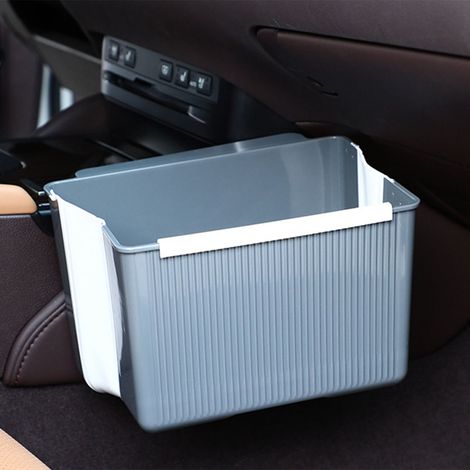 Poubelle de cuisine murale carrée télescopique pliable en silicone, grise, à ouverture sur le dessus (1/5)
