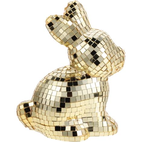 de lapin en disque de verre dor statue miroir r fl chissante (1/5)